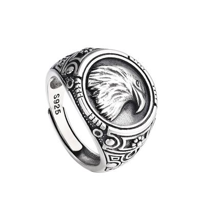 925 Sterling Thai Silver Eagle Ring For Men, made of 925 sterling silver, handmade