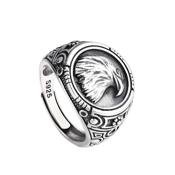 925 Sterling Thai Silver Eagle Ring For Men, made of 925 sterling silver, handmade