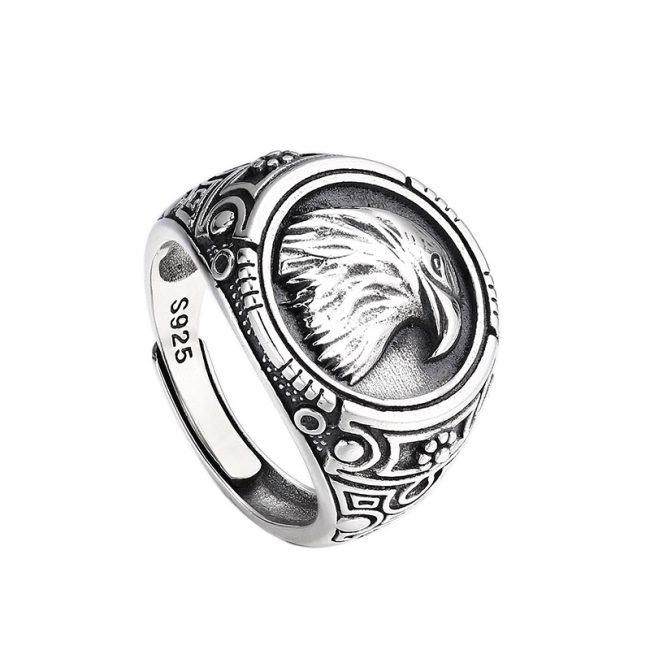 925 Sterling Thai Silver Eagle Ring For Men, made of 925 sterling silver, handmade
