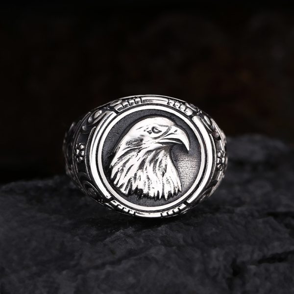 925 Sterling Thai Silver Eagle Ring, Eagle carving detail