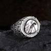 925 Sterling Thai Silver Eagle Ring, adjustable size open ring, punk style