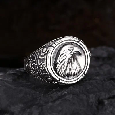 925 Sterling Thai Silver Eagle Ring, adjustable size open ring, punk style