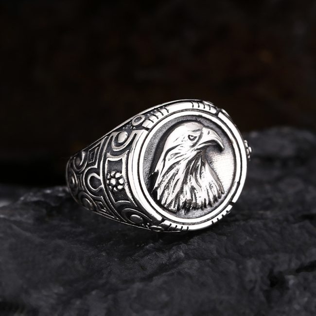 925 Sterling Thai Silver Eagle Ring, adjustable size open ring, punk style