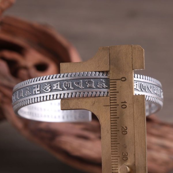 999 Sterling Silver Buddhist Heart Sutra Bangle, width measurement chart