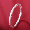 999 Sterling Silver Grass Pattern Bangle Bracelet for women, inner diameter about 57mm