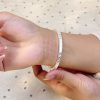 Grass Pattern 999 Sterling Silver Bangle For Women