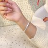 Grass Pattern 999 Sterling Silver Bangle For Women, adjustable size open cuff bangle, retro craftsmanship, handmade