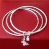 999 Sterling Silver Three Rings Bangle Bracelets for women, made of 999 sterling silver, three bangle design