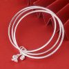 999 Sterling Silver Three Rings Bangle Bracelets right view