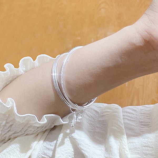 999 Sterling Silver Three Rings Bangle Bracelets, three 999 silver rings for bangle,