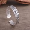 Woven Texture Open Cuff Sterling Silver Bangle for men, handmade, weight about 41g, wide about 12mm, inner diameter 57mm
