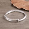 Adjustable sterling silver retro twisted bangle bracelets for women, made 999 sterling silver, weight about 27g