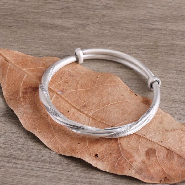 Retro Twisted Bangle Bracelet in sterling silver