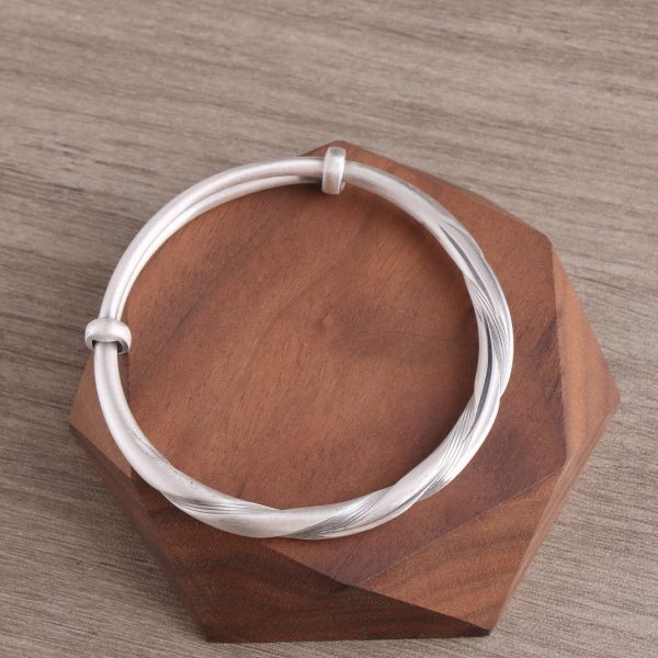 Adjustable Sterling Silver Bangle Bracelet