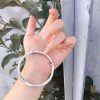 Adjustable Sterling Silver Retro Twisted Bangle Bracelet wrist detail view