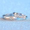 Engravable Angel Wings Couple Wedding Ring In Silver, made of 925 sterling silver and moissanite, can be customized engraving characters, no more than 8 characters
