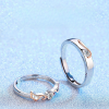 Engravable Angel Wings Couple Wedding Ring In Silver, detail view image, setting moissanite