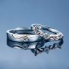 Engravable Angel Wings Wedding Couple Ring In Silver