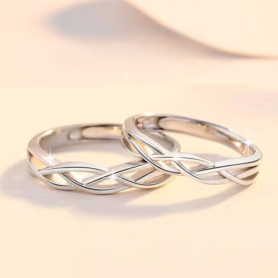 Engravable Eternal Love Couple Rings In Silver, made of 925 sterling silver, Custom characters can be engraved on the inside of the ring, up to 8 characters