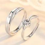 Anillos de pareja de lujo de plata y moissanita - Conjunto de alianzas de boda