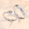Engravable Moissanite Wedding Couple Rings In Silver, left view image