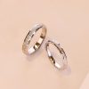 Engravable Nailing Sand Couple Ring Silver, front view, mens ring weight about 2.3g, womens ring weight about 1.7g