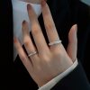 Engravable Nailing Sand Couple Ring Silver wear view image,