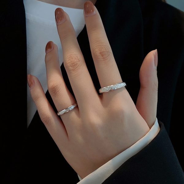 Engravable Nailing Sand Couple Ring Silver wear view image,