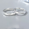 Simple Geometric Silver Ring For Couple, made of 925 sterling silver, Up to 8 characters can be engraved on the inside of the ring