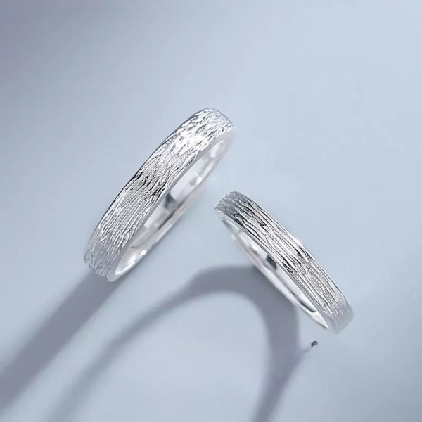 Engravable Simple Silver Couple Rings, made of 925 sterling silver, women ring weight about 1.7g, men ring weight about 2.4g