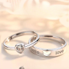 Love You With All My Heart Couple Rings In Silver, made 925 sterling silver and moissanite, custom characters can be engraved on the inside, up to 8 characters