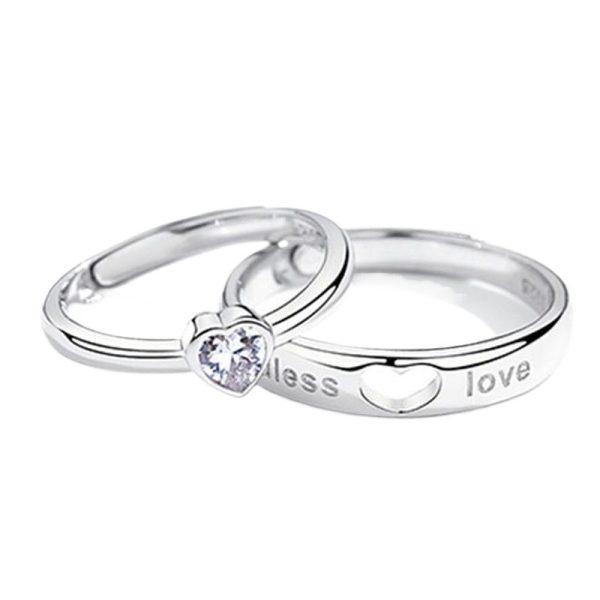 Love You With All My Heart Couple Rings In Silver - Image 6