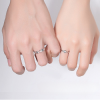 Love You With All My Heart Couple Rings In Silver, wear view image, adjustable size open ring