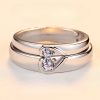 Matching Heart Moissanite Couple Wedding Rings In Silver, matching design