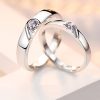 Matching Heart Moissanite Wedding Silver Couple Rings