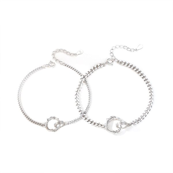 Matching Mobius Ring Couple Silver Bracelets blank