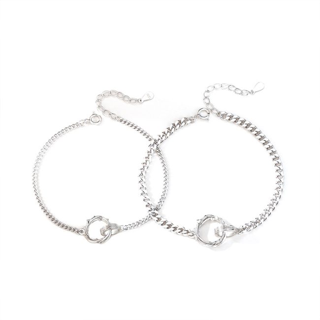 Matching Mobius Ring Couple Silver Bracelets blank