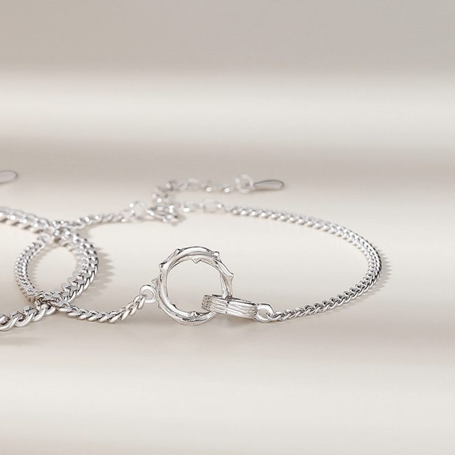 Matching Mobius Ring Couple Silver Bracelets for women