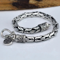 Real Solid S925 Sterling Silver Good Luck silver bracelet for men, made of 925 sterling silver , thai silver vintage craftsmanship