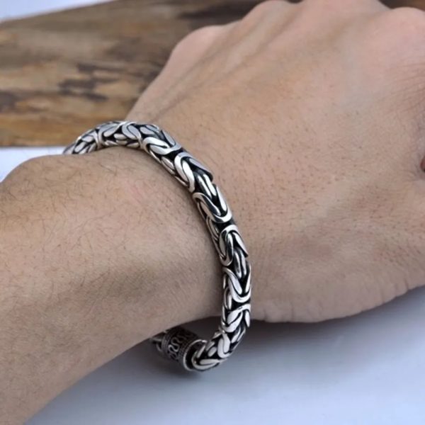Real Solid S925 Sterling Silver Good Luck Bracelet For Men - Image 3