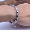 Real Solid S925 Sterling Silver Good Luck Bracelet For Men, width 7mm