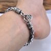 Real Solid S925 Sterling Silver Good Luck Bracelet For Men,