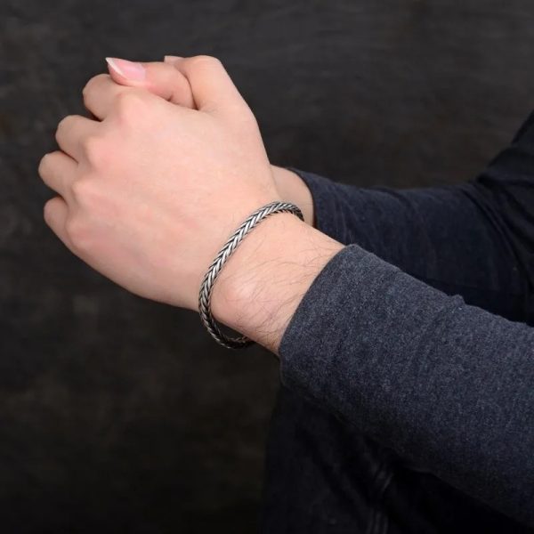 S925 Silver Handmade Woven Retro Style Personality Man Bracelets video thumbnail