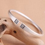 Minimalist Frosted Sterling Silver Bangle Bracelet