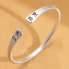 Simple Frosted 999 Silver Bangle Bracelet four char