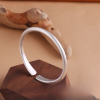 Simple Frosted 999 Silver Bangle Bracelet, left view, open cuff bangle, adjustable size