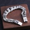 Solid 925 Sterling Silver Personalized Peace Pattern silver bracelet for men, made of 925 sterling silver, thai silver vintage craftsmanship