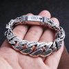 Solid 925 Sterling Silver Personalized Peace Pattern Man Bracelet