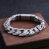 Solid 925 Sterling Silver Personalized Peace Pattern Man Bracelet