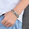 Solid 925 Sterling Silver Personalized Peace Pattern Man Bracelet, handmade